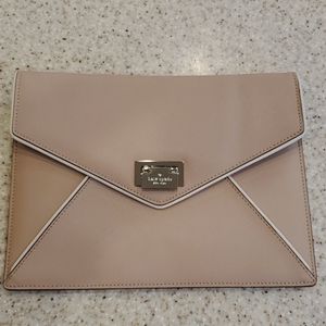 Kate Spade Envelope Leather Clutch - Beige